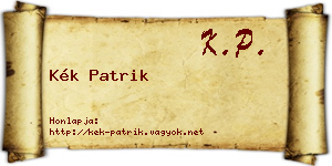 Kék Patrik névjegykártya